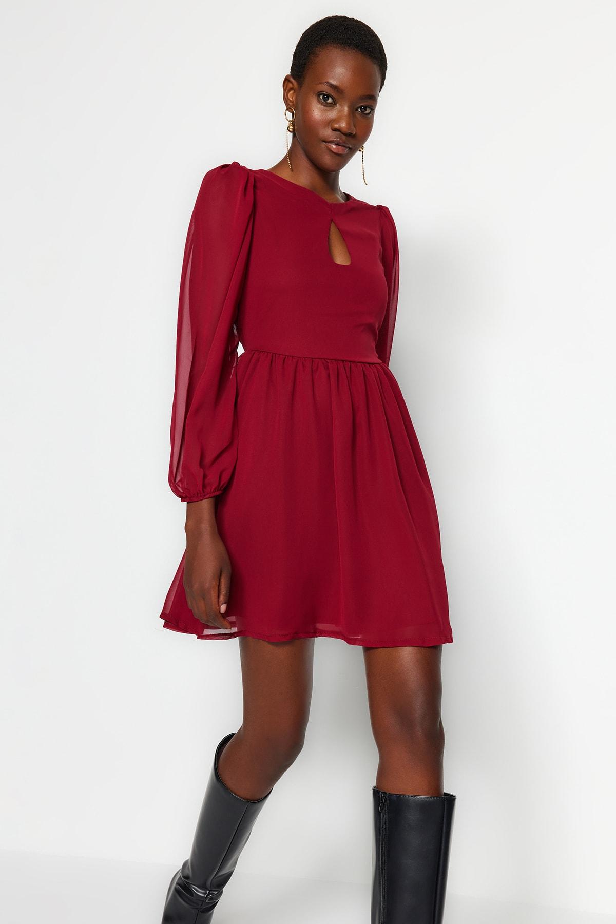 

Сливовое мини-платье из шифона на подкладке TWOAW23EL00846..