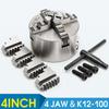 4-inch Lathe Chuck 4 Jaw Self-centering Chuck Hardened Reversible Tool Silver