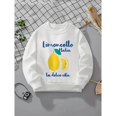 Crewneck Sweatshirt for Girls - Limoncello Italy Lemon Slice Design, Machine Washable, Suitable for Spring And Autumn, Perfect for Sports
