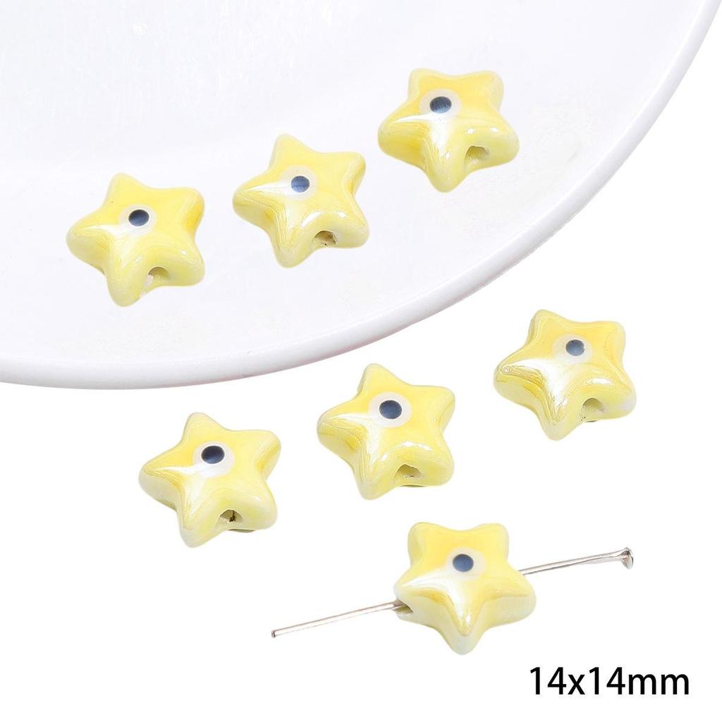 Yellow Hand-Painted Ceramic Cartoon Beads for DIY Bracelets, Necklaces, and Phone Chains