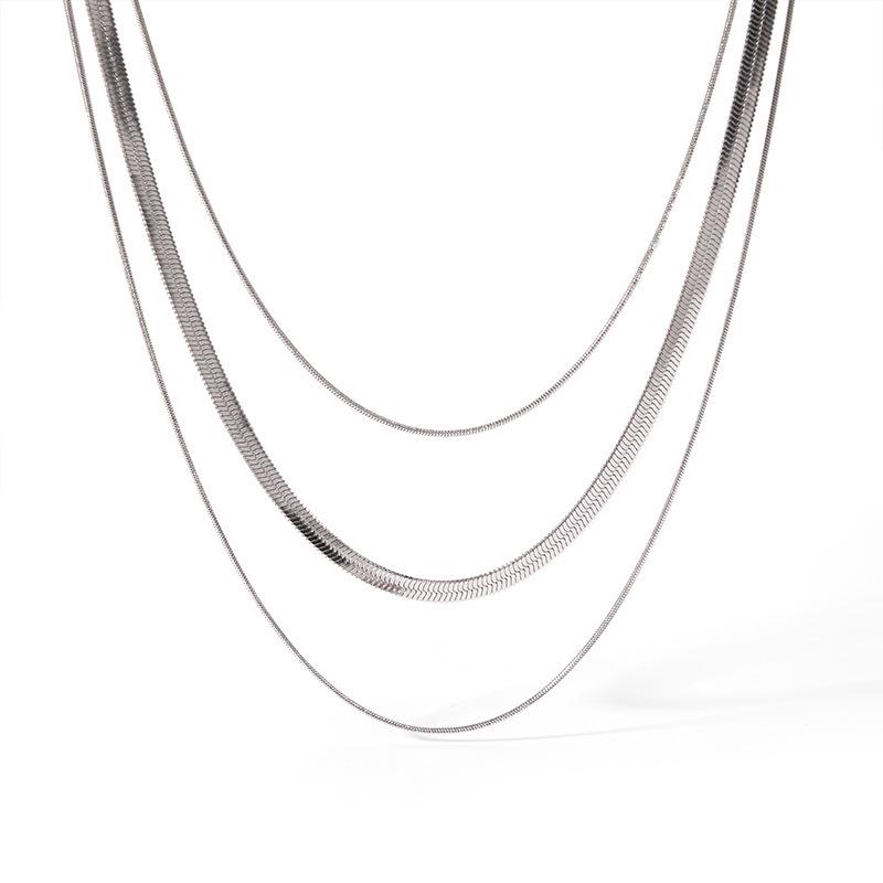 Модное тройное колье-цепочка  Змеиная кость  от Xia Ling - Нержавеющая сталь, Элегантные украшения