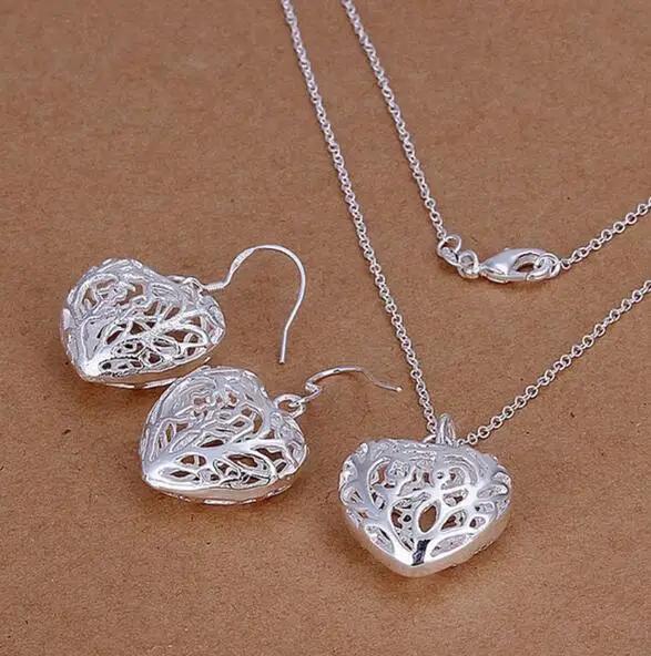 Charms Wedding 925 Silver Jewelry Fashion Pretty Pendant Necklace Earring Women Party Set TOP Quality Stamped