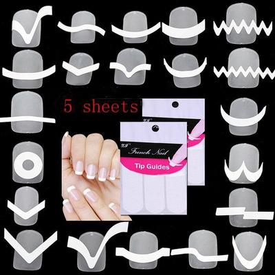 5 Sheet Set Nail Art Transfer Stickers 3D Design Manicure Tips Decal Decoration French Tip Guide