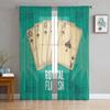 Black Poker Flowers Tulle Curtains Elegant Sheer Drapes for Bedroom Living Room Kitchen Decor