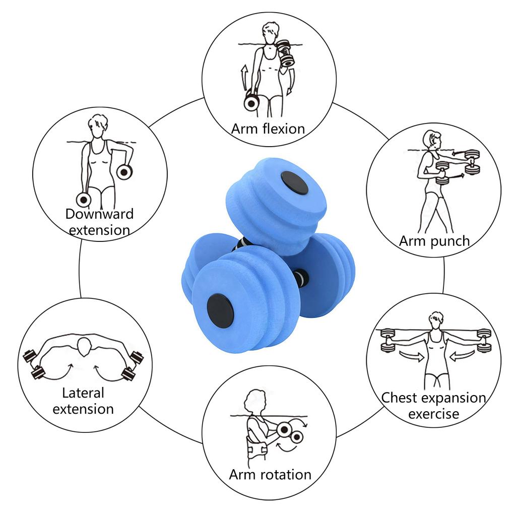 1Pair Aquatic Exercise Dumbells Water Aerobic Exercise Foam Dumbbells for Water Aerobics Fitness and Pool Exercises