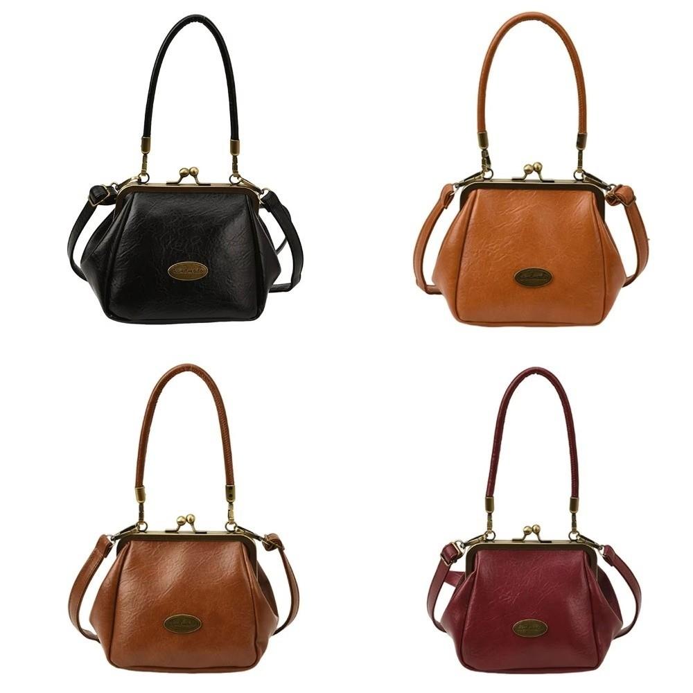 Ρετρό Τσάντα Crossbody με Κούμπωμα Κλειδαριά Μονόχρωμη Μεγάλης Χωρητικότητας Μικρή Τσάντα Χειρός Τσάντα Ώμου από Δέρμα PU