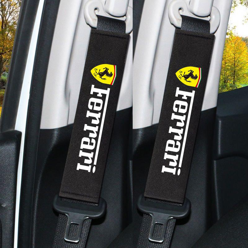 Leather Car Neck Headrest Pillow Seat Belt Protector Pads For Ferrari F1 F8 F80 SF90 Stradale SF90Spider 296 GTB 296 GTS 812 HS4