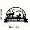 Personalized Deer Metal Family Name Sign, Matte Black Iron Wall Art for Indoor Outdoor