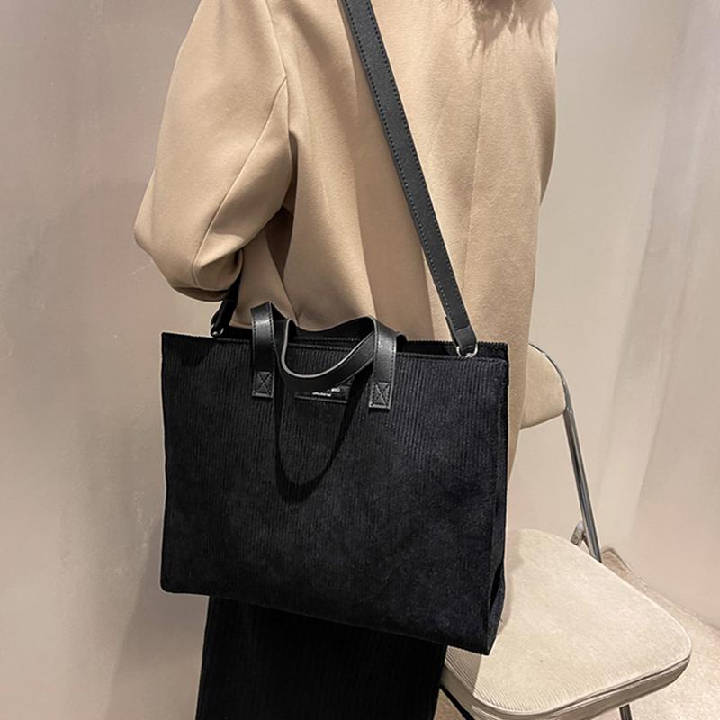 Casual Tote Soft Corduroy Satchel Shoulder Bags For Women Ladies Large Capactiy Office Handbags Shopping Crossbody Bag ARI
