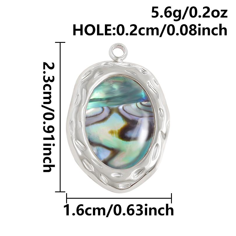 2pcs Various Shape Abalone Shell Trendy Square Oval Rectangle Stainless Steel Charm For Jewelry Making Supplies DIY Pendant Bulk