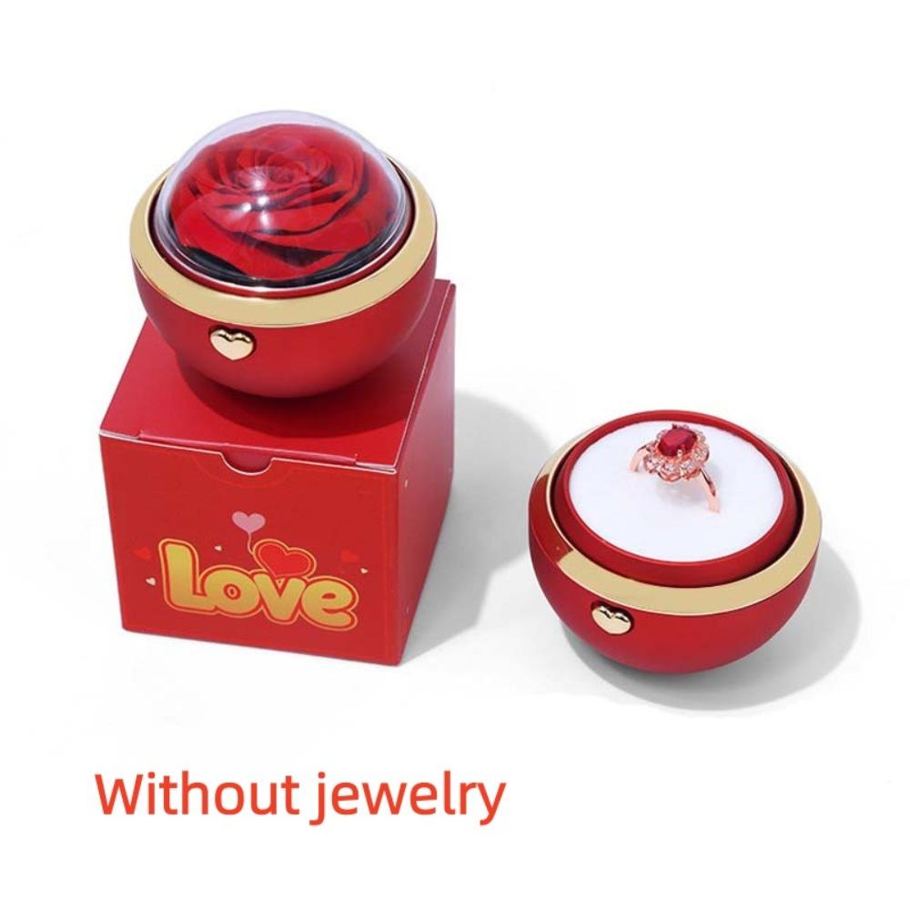Soap Rose Flower Finger Ring Box Rotation Valentine's Day Gift Box Wedding