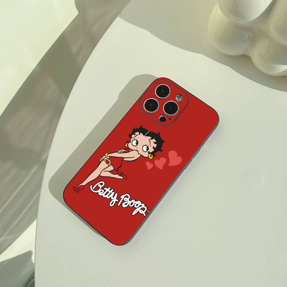 Classic Character Anime B-Bettys Boops Phone Case For iPhone 17,16,15,14,13,12,11 Pro Max,16/15/14Plus,XS Soft Black Cover