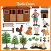 Haustier PVC Statisches Modell Set mit kleinem Haus und Naturdeko für Zuhause und Bildungszwecke