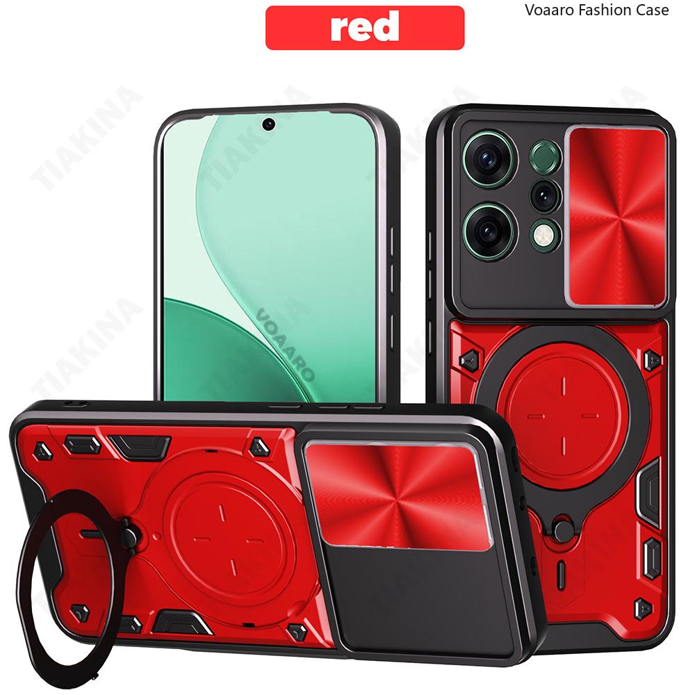 Slide Lens Armor Funda for OPPO Reno14 Pro Case for OPPO Reno 14 Pro Reno14 F Case Magnetic Ring Stand Holder Cover