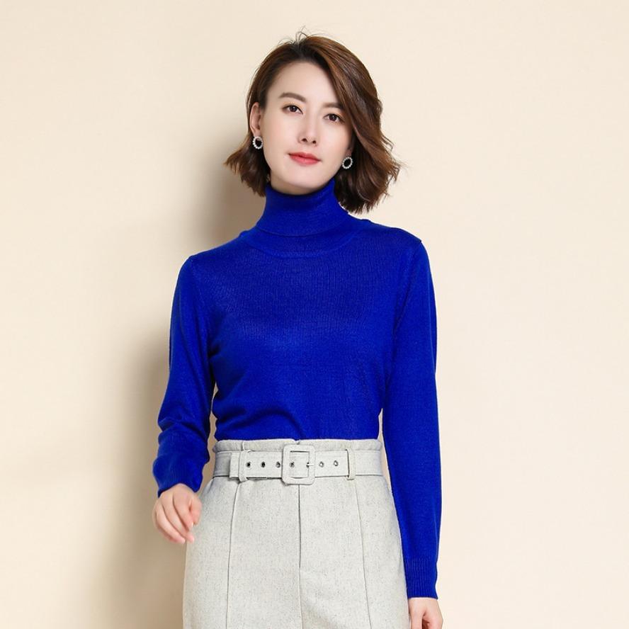 Pure Cashmere Wool Sweater Women Knitted Turtleneck Cashmere Pullover Elastic Turtleneck Knitted Sweaters
