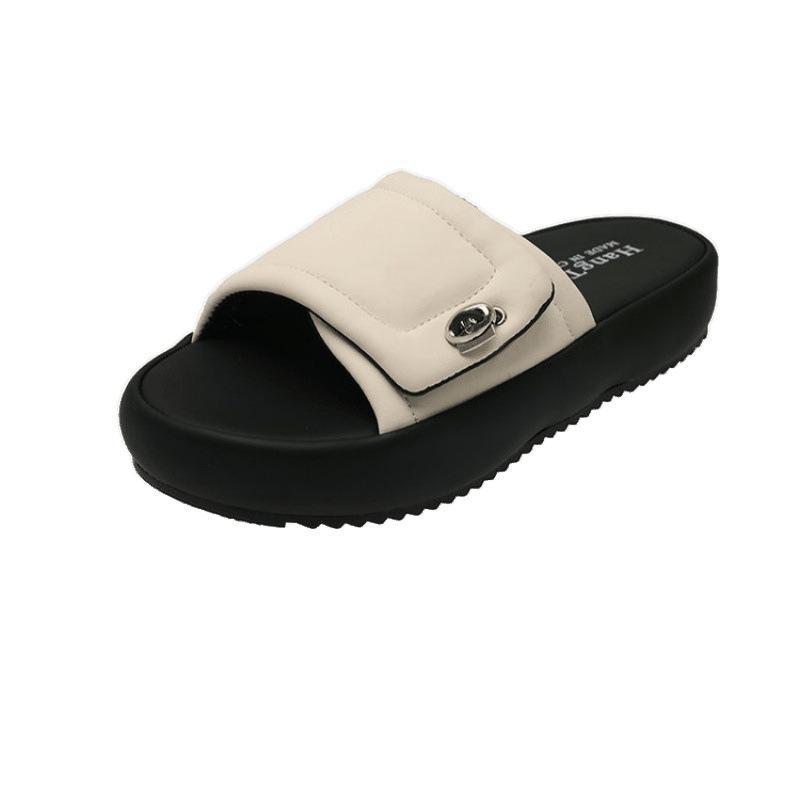 Stepping on shit-feeling thick-soled slippers for women's summer wear 2025 new non-stinky foot drag seaside beach home sandals