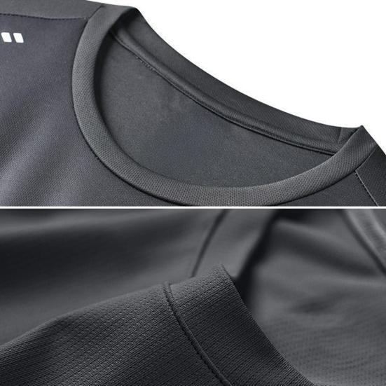 2Pcs/Set Men Summer Sportswear Crew Sleeve T-shirt Elastic Neck Short Waist Wide Leg Shorts Set Quick