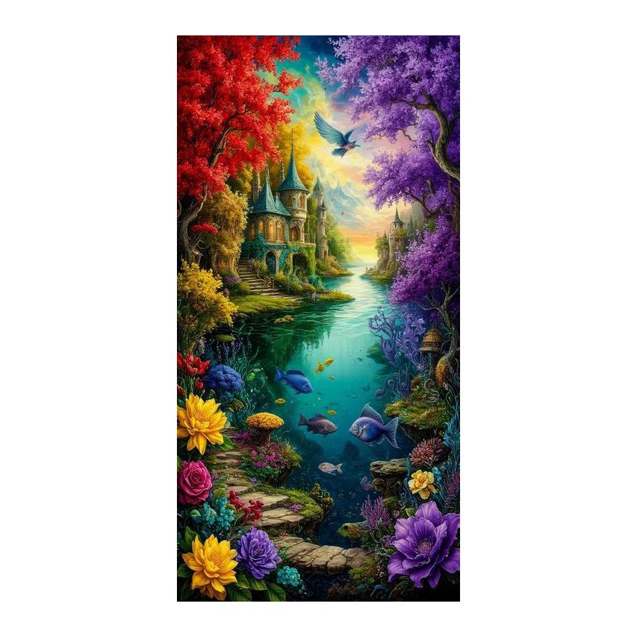 

Castle River Scenery Large Size Diamond Painting New Collection Landscape Diy Full Square Round Drill Rhinestone Embroidery Mosaic Cross Stitch Kits Square drill 30x60cm