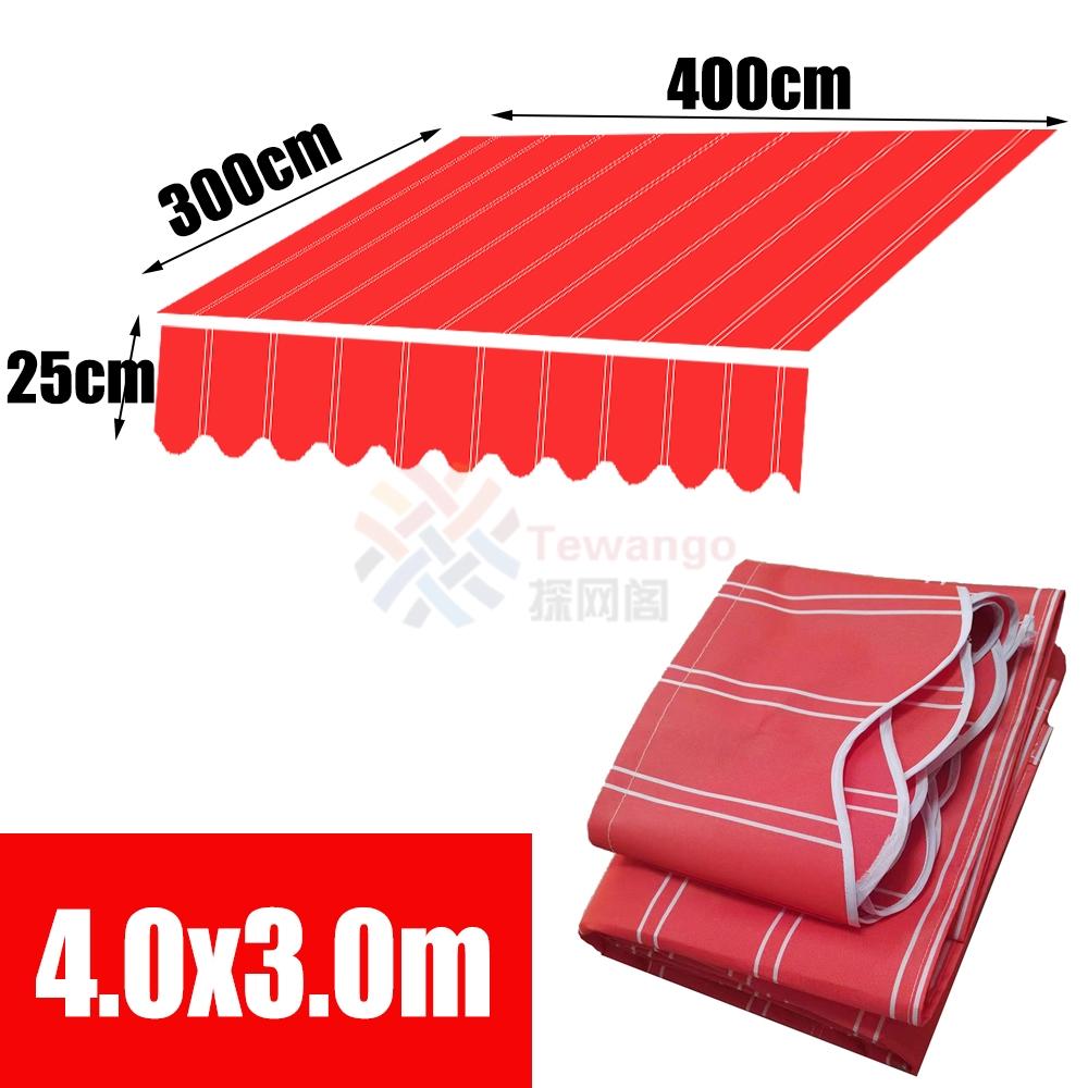 Tewango Orange +White Strip Blind Replacement Awning Top Sunshade Canvas Striped Polyester with UV Coating 10x8ft 350x250cm