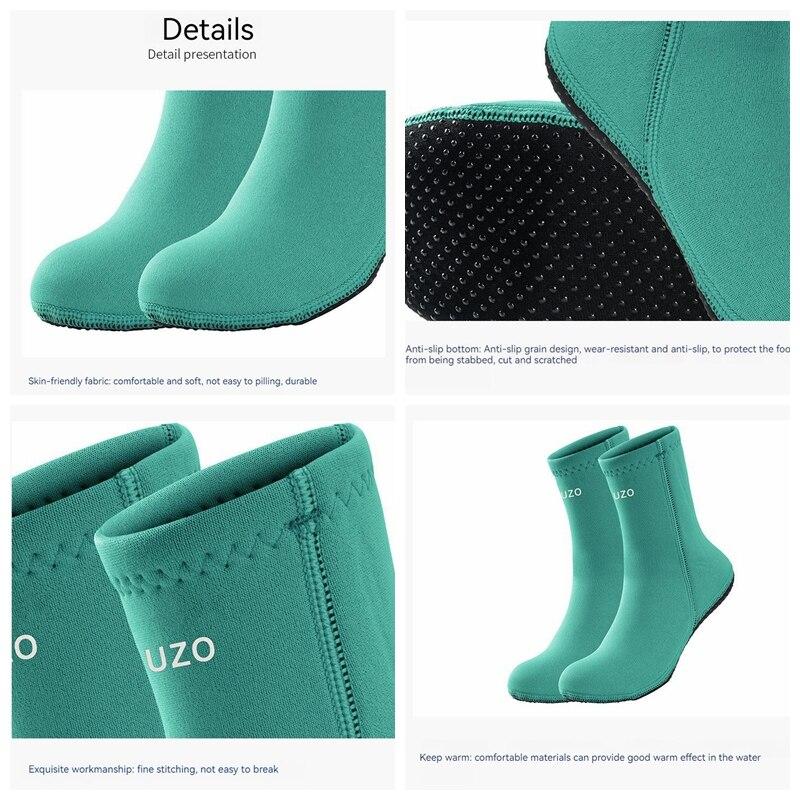 (US34-41)3mm Neoprene Diving Socks Teenager Non-Slip Beach Wetsuit Water Sport Scuba Snorkeling Surfing Socks Adults