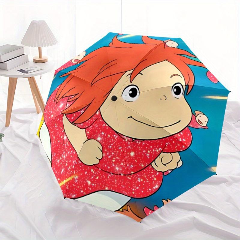 Ponyo Automatic Folding Umbrella, Self-Opening/ Closing, Durable Windproof Travel Umbrella for Outdoor Adventures a0826072