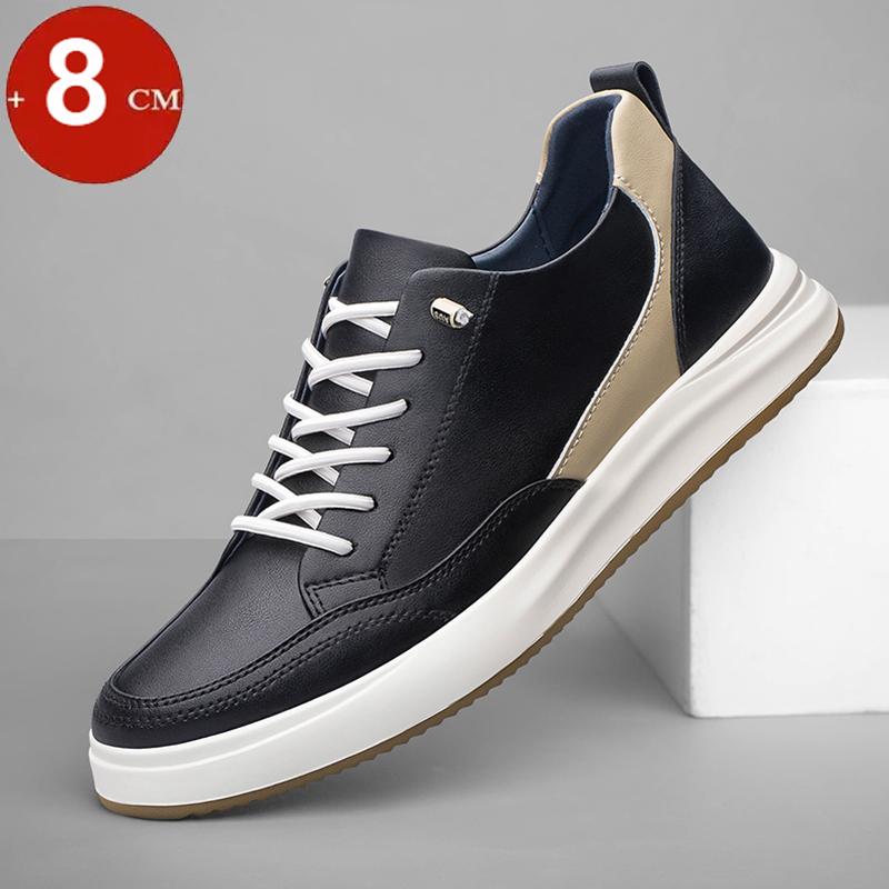6cm 8cm Height Increasing Elevator Shoes Men Height Increase Shoes Genuine Leather Man Sneakers Taller Skateboard Casual Shoes