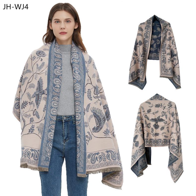 2025 Autumn/Winter Elegant Floral Faux Cashmere Scarf: Women's Warm and Stylish Neck Warmer