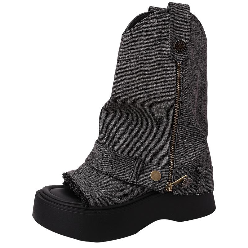 Fashion retro thick-soled two wear cool boots for women to wear in summer, new models for outer wear, versatile temperament sandals
