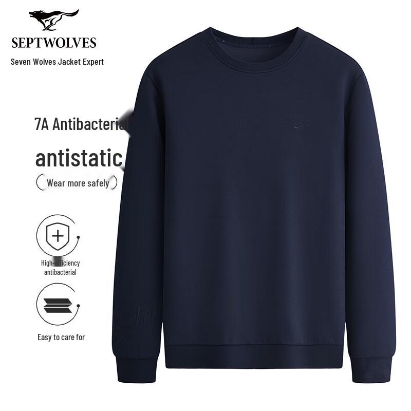 Septwolves Men's Casual Embroidered Pullover Sweatshirt