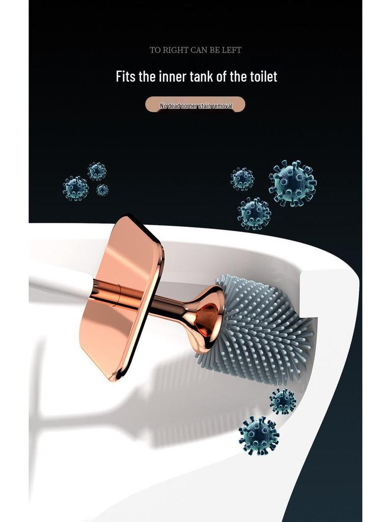 Wall-Mounted Silicone Toilet Brush with Storage Rack - No Dead Angles, Perfect for Bathroom Cleaning