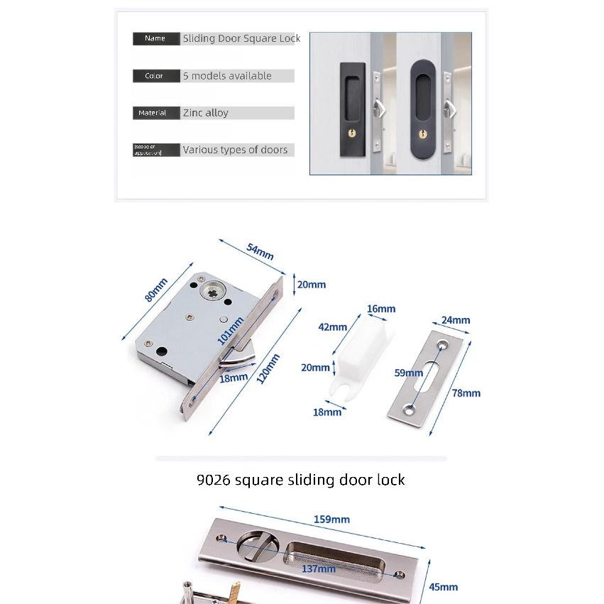 Invisible Door Lock Balcony Wooden Sliding Door Lock With Key Kitchen Bedroom Sliding Door Sliding Door Built-in Hook Lock