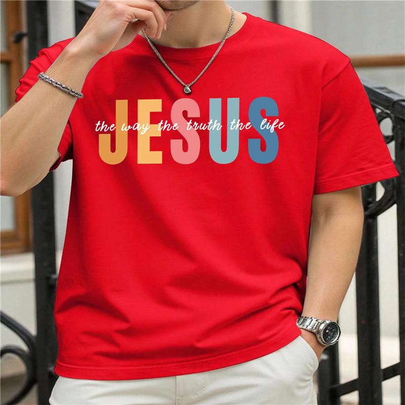 Jesus The Way Truth Life Print Unisexs TShirt Casual Short Sleeve Tee All Season Comfort Ladies Top Plussize T Shirt Daily Wear