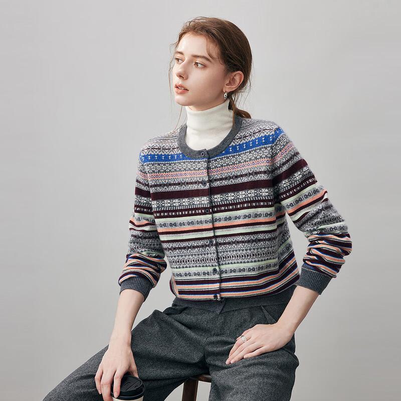 

Komon Boca 2025 Осень/Зима Женский кардиган из кашемира с узором Fair Isle XL