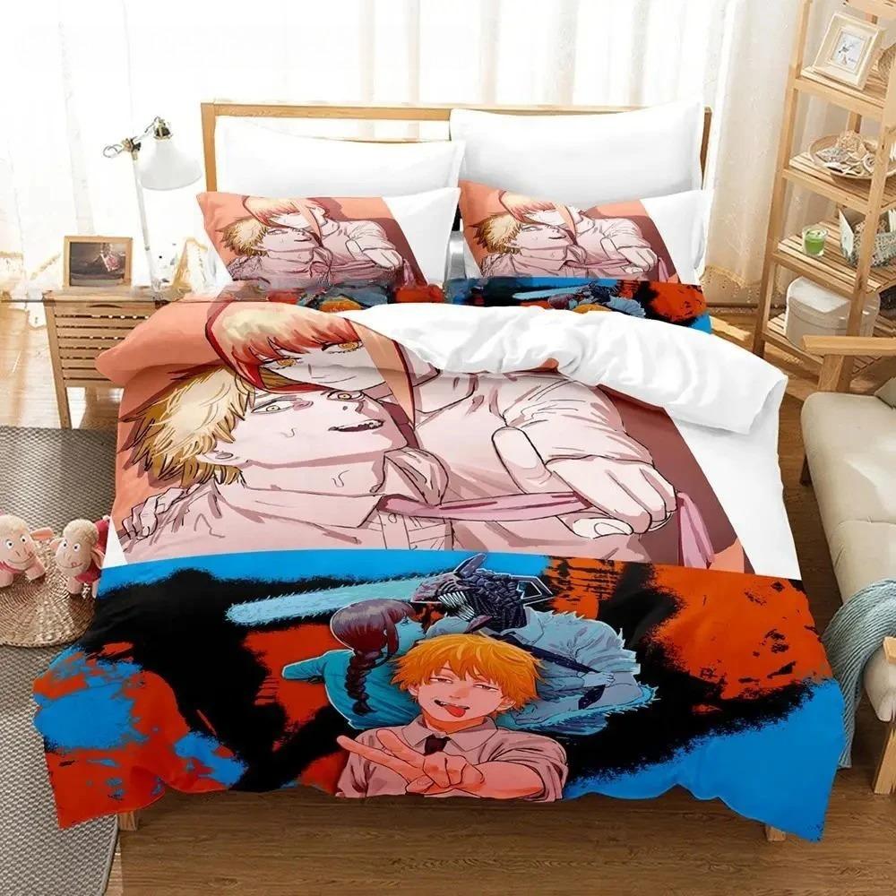 Chainsaw Man Bedding Set Single Twin Full Queen King Size Bed Set Aldult Boys Bedroom Duvet Cover Sets 3D Print Anime Game