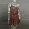 Party Rhinestone Semi Transparent Suspender Short Dress