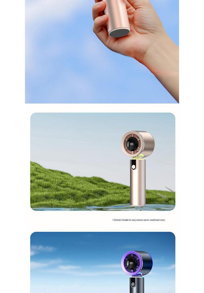 High-Speed Turbo Electric Handheld Fan with Digital Display