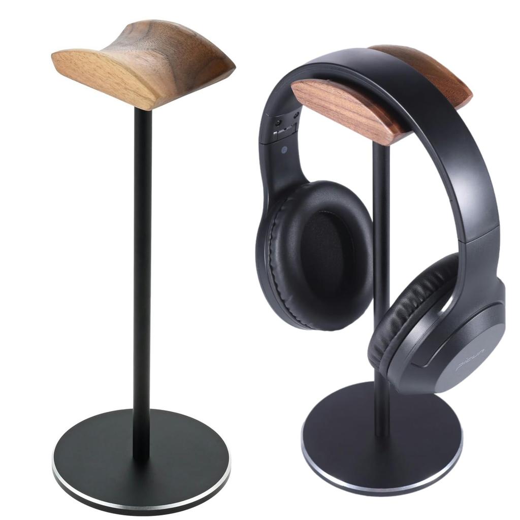 Dophee Headphone Wooden Headphone Standing Headset Compatible with Most Headphones Stand, Hanger, Type, Black, Stand, Stylish, 29cm,