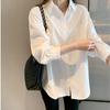 Uniform Shirt Basic Long-Sleeved White Shirt for Women New Versatile Basic Style Workwear Inner Wear Retro Shirt for Women