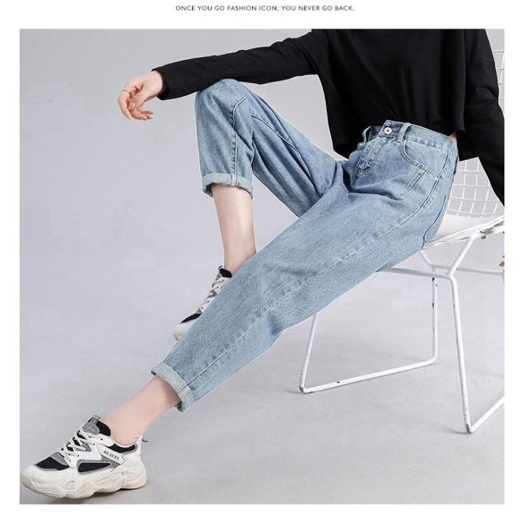 High Waisted Black Gray Jeans for Women Spring and Autumn Straight Leg Haren Pants