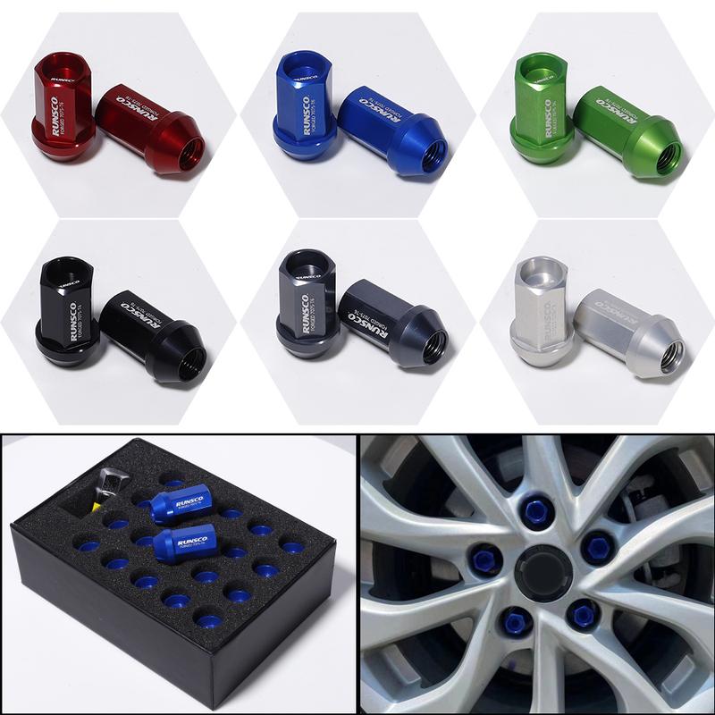 אומים גלגל HEX 19 מ"מ M12x1.5/M12x1.25 אומים גלגל מירוץ מחושלים אלומיניום 7075-T6 אורך 42 מ"מ