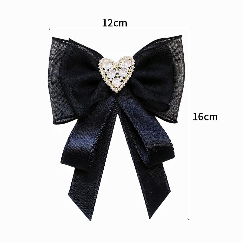 Koreanische Damen Spitzen Fliege Brosche Schwarze Kamelienblüte Perle Hemdkragen Nadeln Schleife Band Hochzeitsparty Krawatte