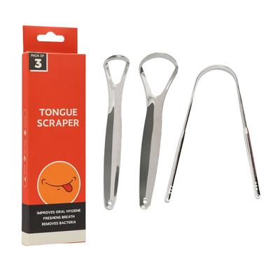 3 Pcs Stainless Steel Tongue Scraper For Adults Kids Fresh Breath Cleaner Coated Tongue Brush