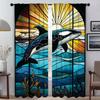 Stained Glass Sealife Blackout Curtains 2 Pieces Home Interior Curtains for Living Room Curtain Tulle for Bedroom Shades Kitchen