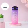 Bottiglia d'acqua colorata da 600 ml Bottiglia motivazionale per bere Bottiglia d'acqua sportiva con indicatore orario Tazze di plastica portatili riutilizzabili