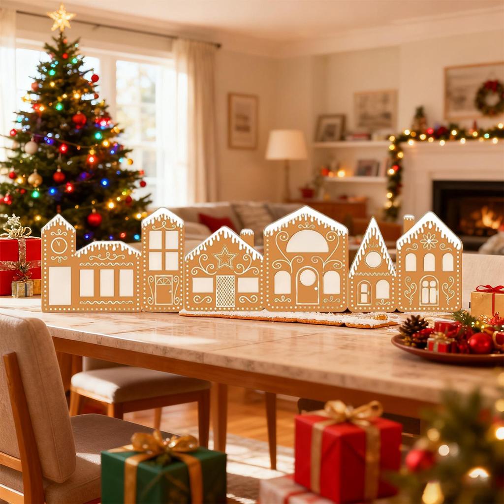 Christmas Gingerbread House Luminous Decoration DIY Christmas Gingerbread House Cardboard Set With LED String Lights