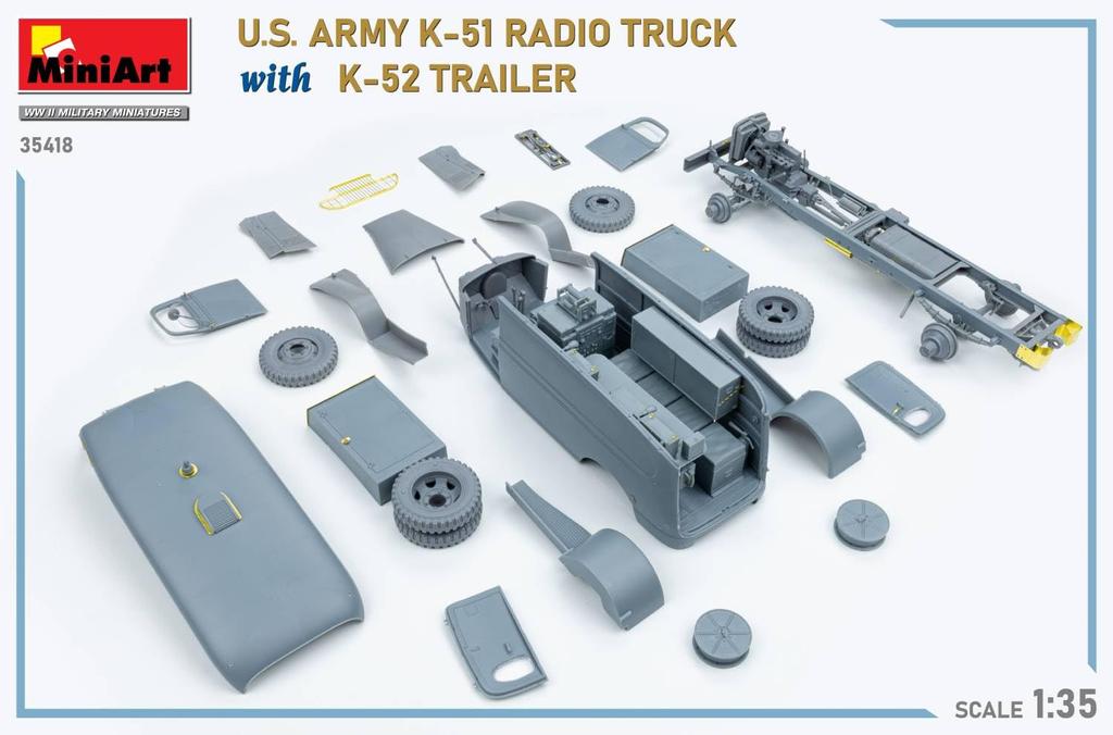Miniart Scale American Radio Truck and Trailer Interior Kit Plastic Model Kit MA35418 1/35 K-51 K-52