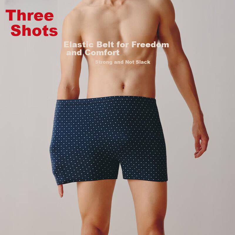 THREEGUN [Pure Cotton Loose] Men's Underwear, Printed Boxer Briefs, Lightweight Breathable Shorts