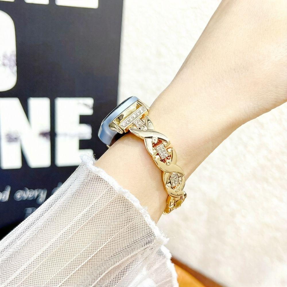 Metal Diamond Watch Band for Mi Band 8 9 10 Detachable Women Slim Dressy Strap for Mi Band 8Pro 9Pro Redmi Watch 4 5 6 Correas