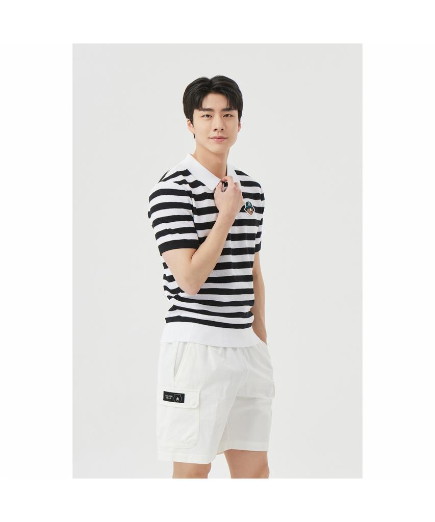 Goldeunbeeo (M) Striped Collar Sweater G4Wam26301Bkx