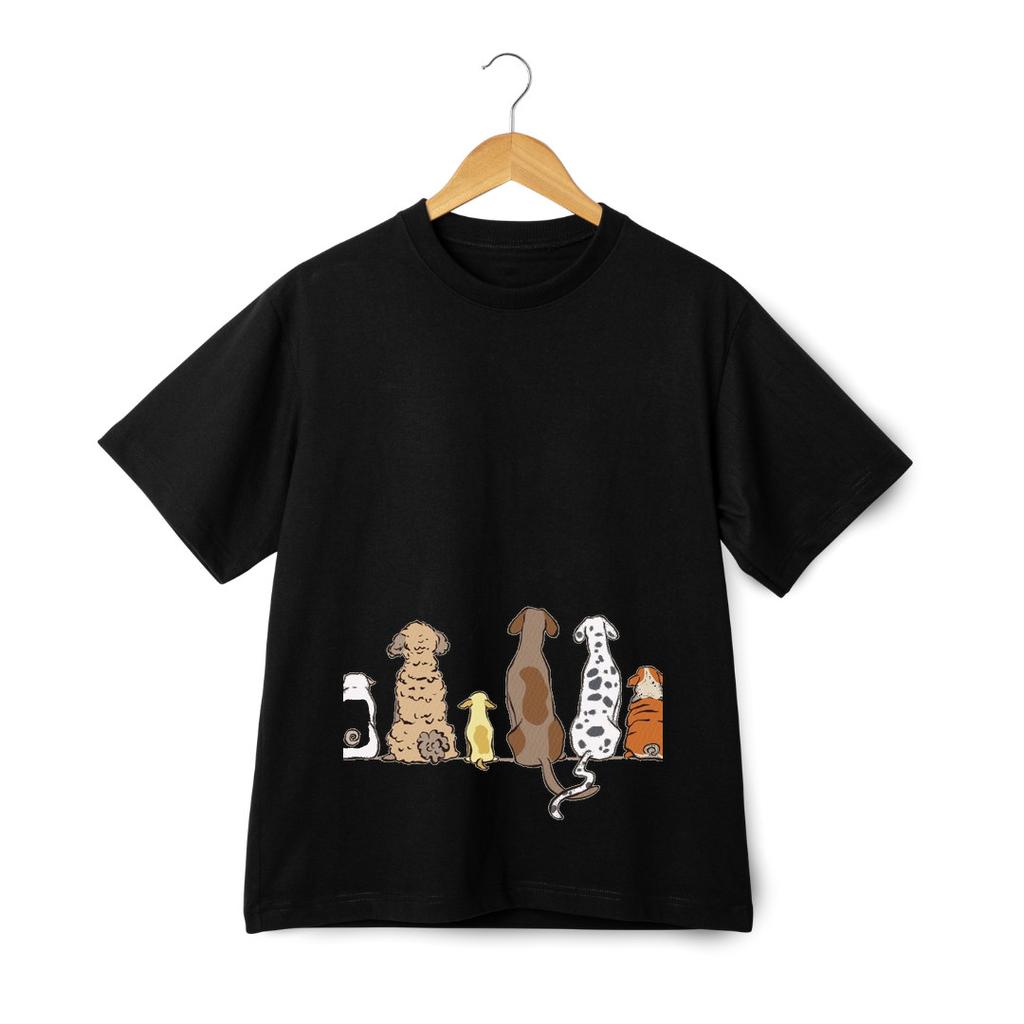 Maglietta Divertente Cane Vista Posteriore - Unisex Carino Cartone Animato Cucciolo Grafica Amante Animali Tee